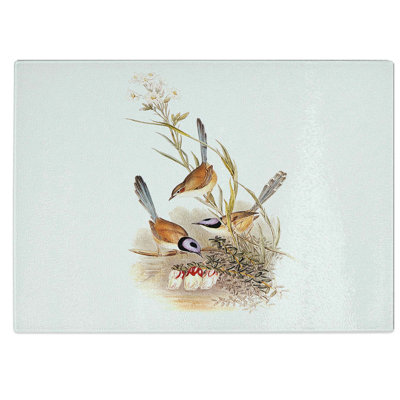 Tempered Glass Crowned Wrens Chopping Board