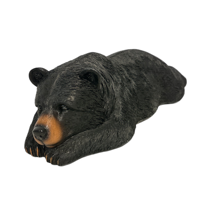 Polyresin Relaxing Black Bear Laying Down Rustic Cabin Lodge Freestanding Tabletop Figurine
