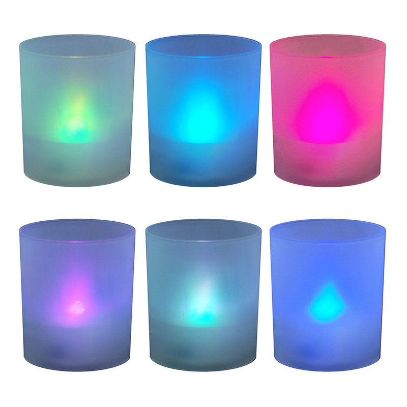 Votives givrées avec lumières DEL à piles, Couleurs changeantes
