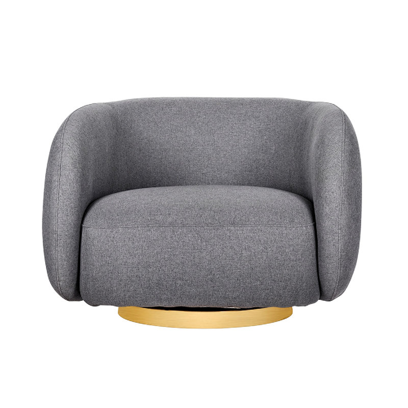 Whallon Upholstered Swivel Armchair, Gray Linen