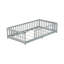 Twin Size Floor Bed With Fence Without Door, Rubber Wood Floor Bed With Safety Guardrails,Grey-2031924286