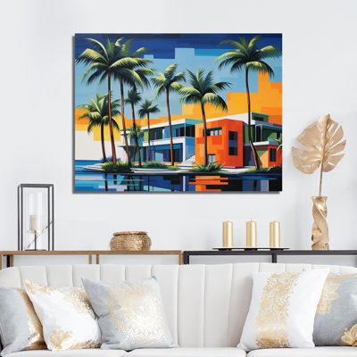 Pop Palm Beach en couleur II sur toile