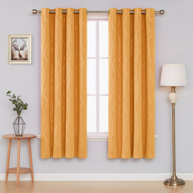 Cohmer Room Darkening Curtain Pair, 42" W x 45" L, Orange Flame