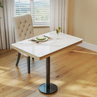 Superposition de plateau de table rectangulaire moderne en pierre blanche frittée moderne | Convient à la transformation de comptoir