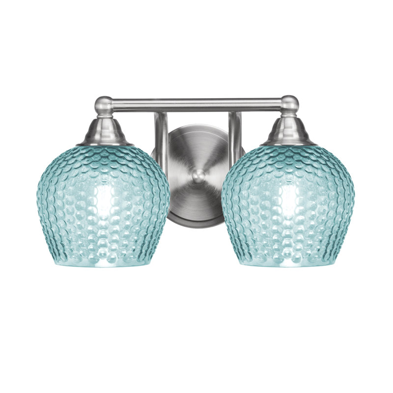 Barre d'éclairage de salle de bain 2 lumières Mukkesh, Deux lumières, Nickel brossé, H 7,5 po x l 14,25 po x P 8 po