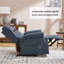 Fauteuil inclinable manuel bleu en similicuir pour le salon avec mécanisme de mouvement robuste, 8 nœuds vibrants et 3 modes de massage.