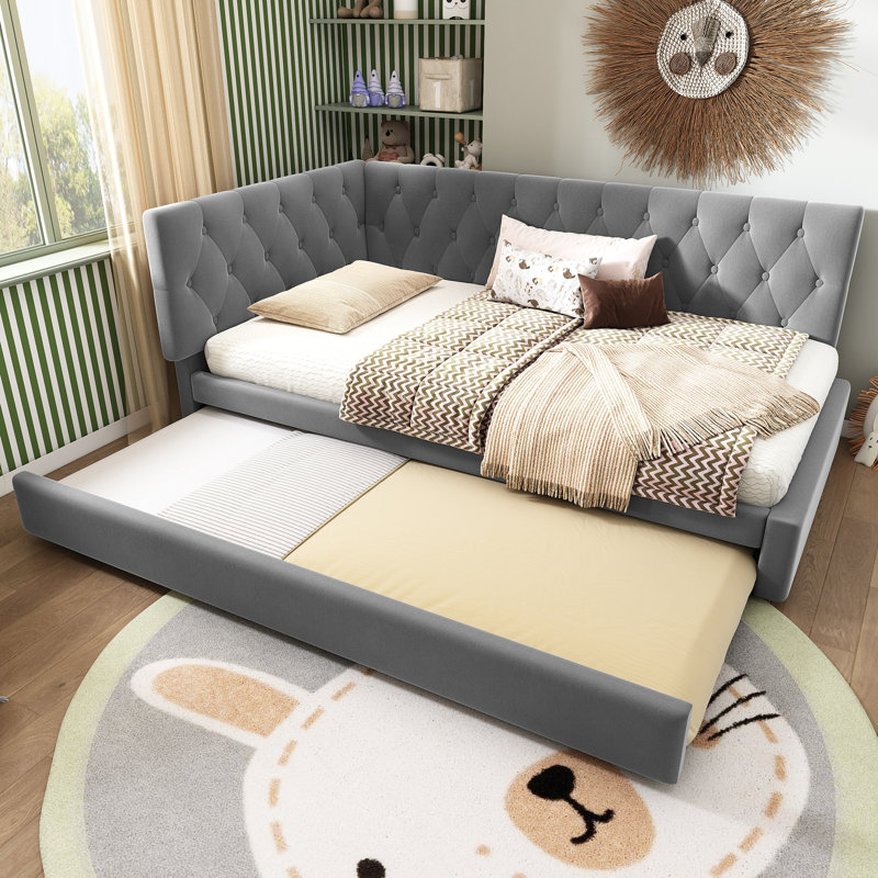 Upholstered with Trundle, Grey