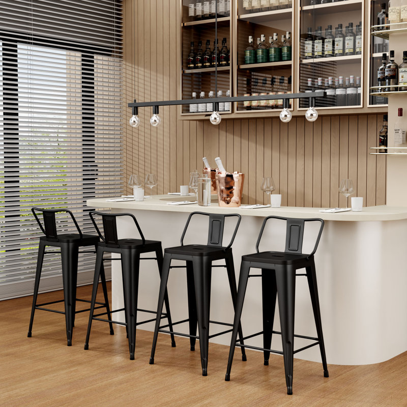 Metal Counter And Bar Stools, Counter Stool (26" Seat Height), Matte Black