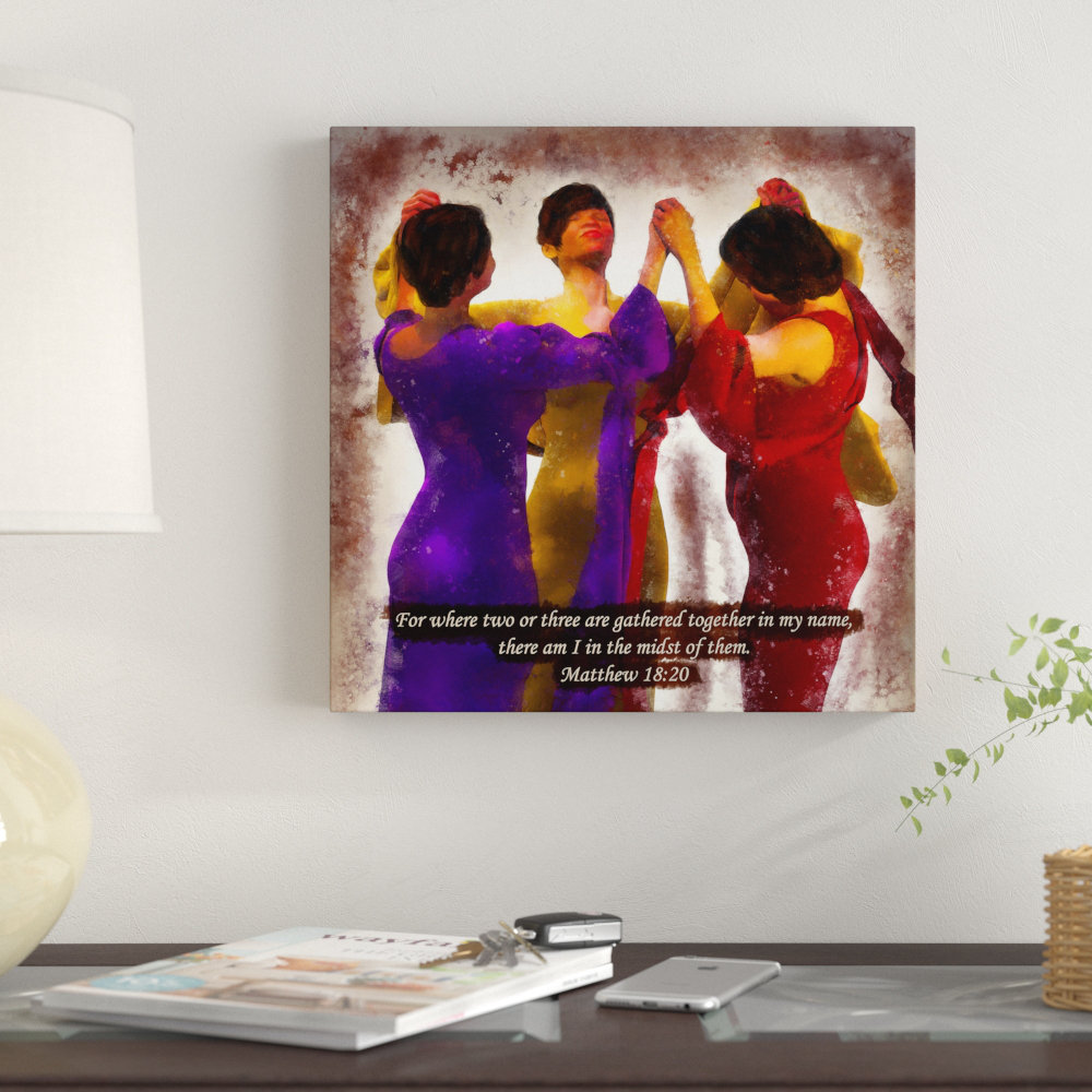 'Gathered in My Name 5 Christian African American' Graphic Art Print on Canvas Winston Porter