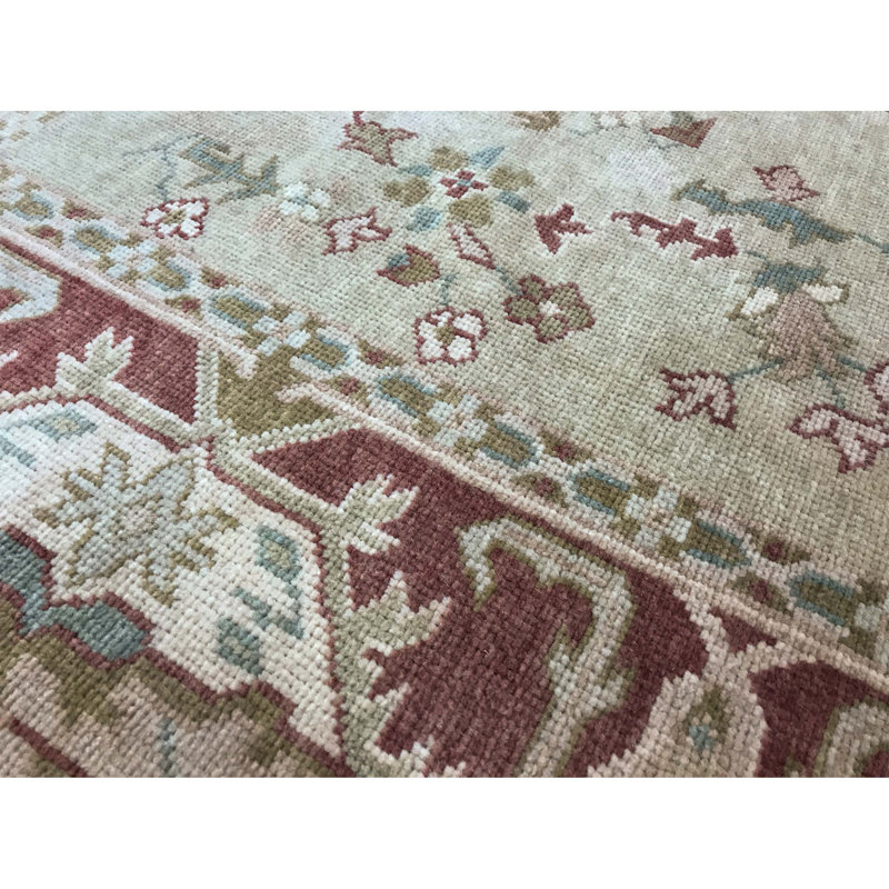 Wool Oriental Area Rug in Beige/Rust/Green