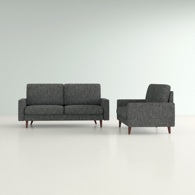 Ensemble de salon standard 2 pièces Christo, Polyester gris foncé