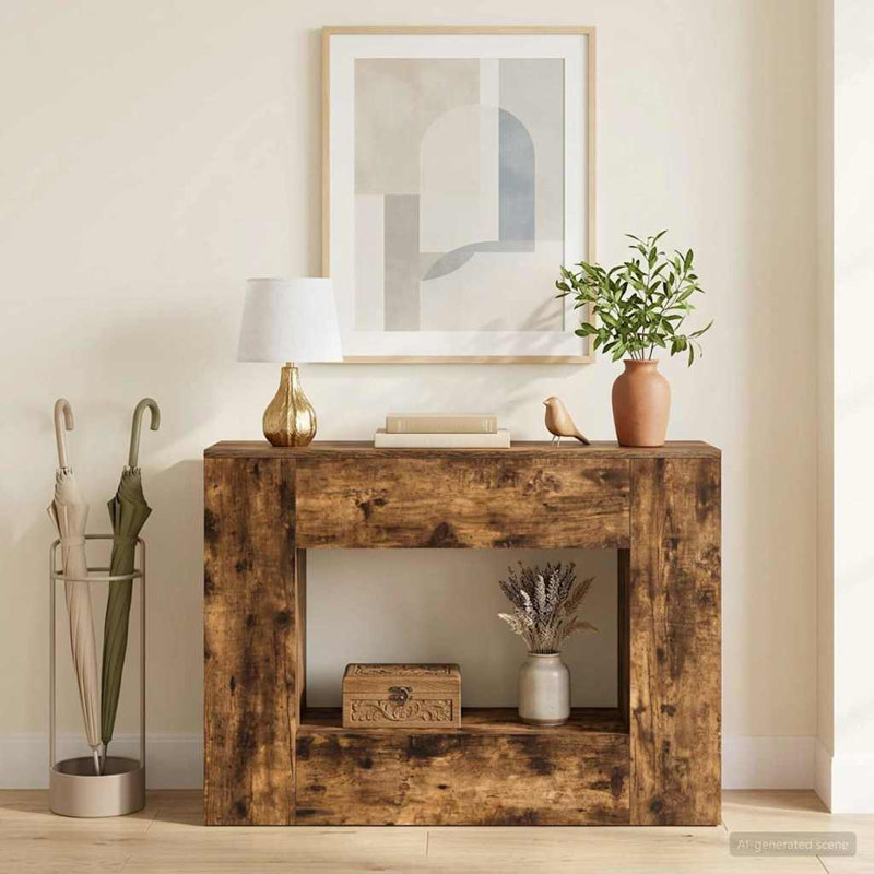 Console Table, 74cm H x 101cm W x 29cm D, Smoked Oak, Smoked Oak, Smoked Oak