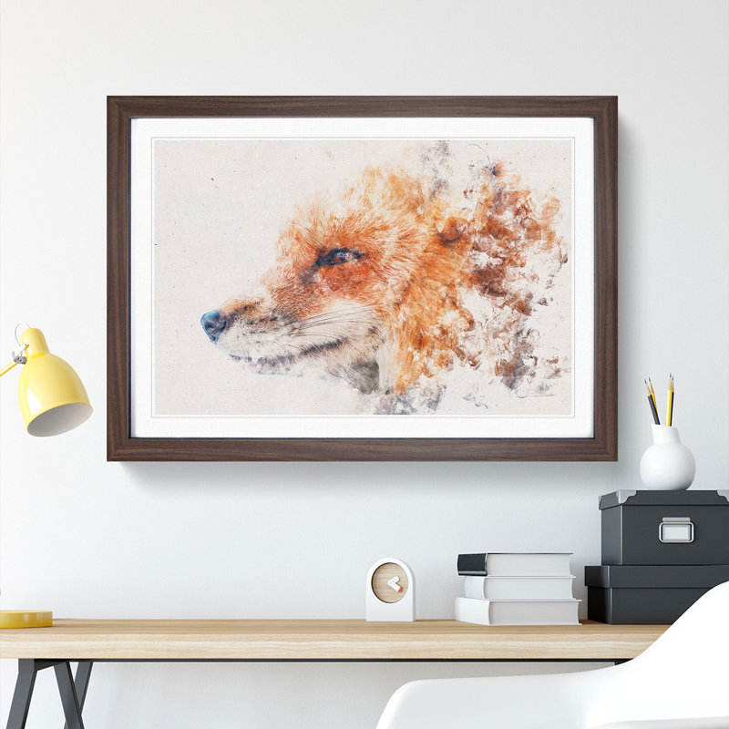 Profile of a Red Fox - Framed Print, Walnut Framed, 33cm H x 45cm W x 2cm D