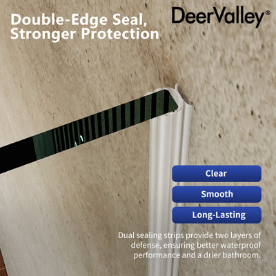 DeerValley 58" - 60" W x 76" H  Double Sliding Frameless Shower Door with 5/16" Clear Glass, Stainless Steel Accessories