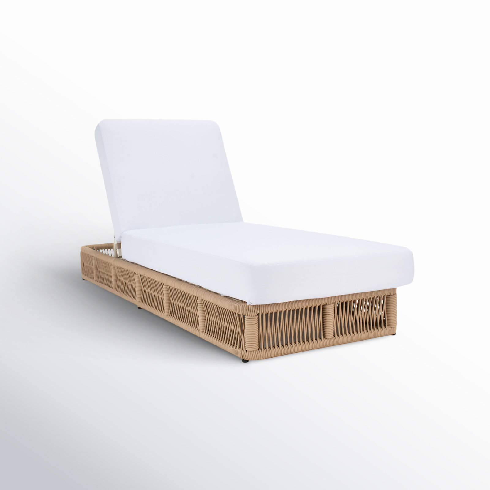 Langley 25" Patio Chaise Lounge, Tan Frame/White Cushion