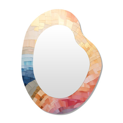 Minimalism Colors In Harmony II - Rainbow Asymmetrical Decorative Mirror, Traditional Irregular Shape Large Wall Mirror, Printed Metal Art