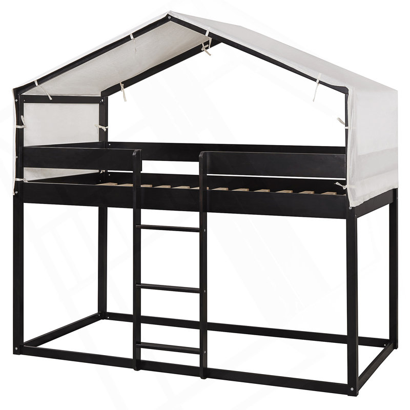 Lit simple superposé en bois avec tente, Espresso