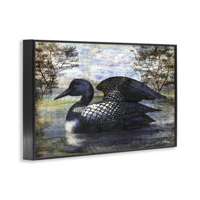 Loon in Rustic Pond, art de la giclée encadrée par Paul Brent