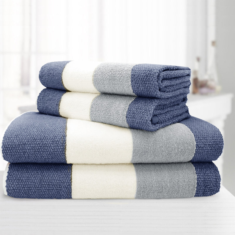 Weston 100% Cotton Stripe - 4Pc Towel Bale Set, Navy