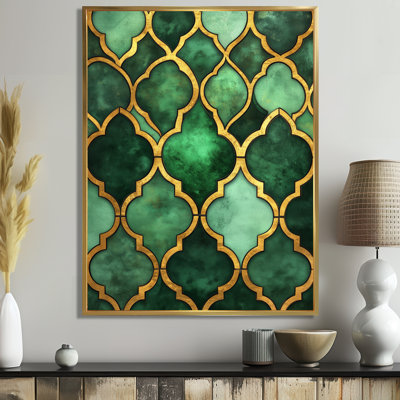 Green Gold Canvas, Emerald Art Deco Wall Art, Barbet