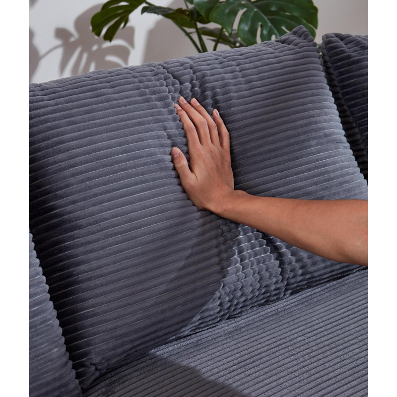 Repose-pieds en velours côtelé Ultimate Comfort, tissu gris, décoration intérieure moderne
