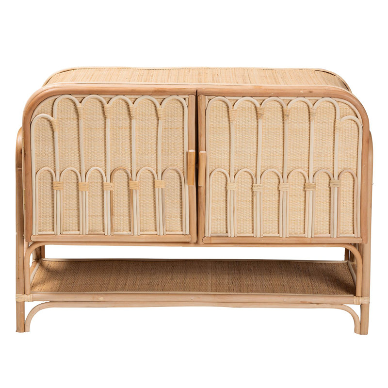 Armoire de rangement en rotin naturel 2 portes