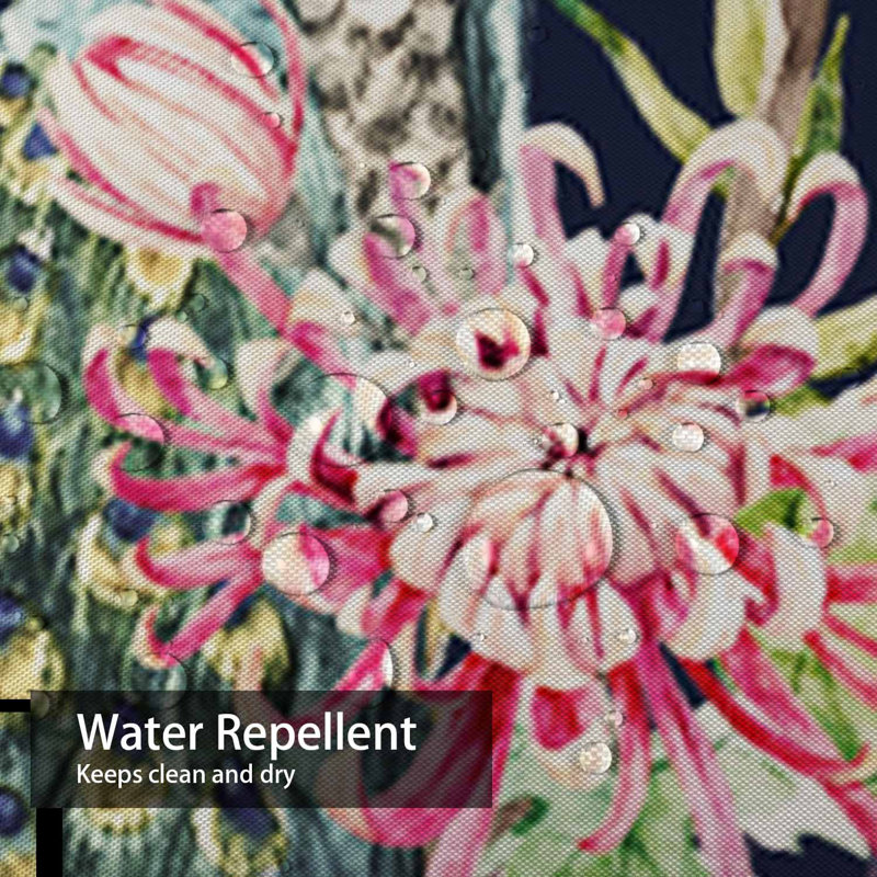 Aquarelle paon, cerisier, fleurs, couleurs rétro, branches, rose avec 12 crochets, L 72 po x l 72 po