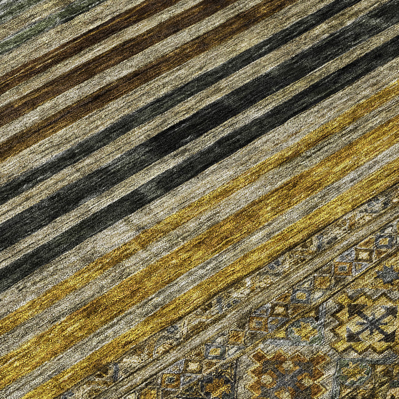 Tapis gris intérieur / extérieur lavable à la machine Claudian ACN1641, Rectangle 10 pi x 14 pi