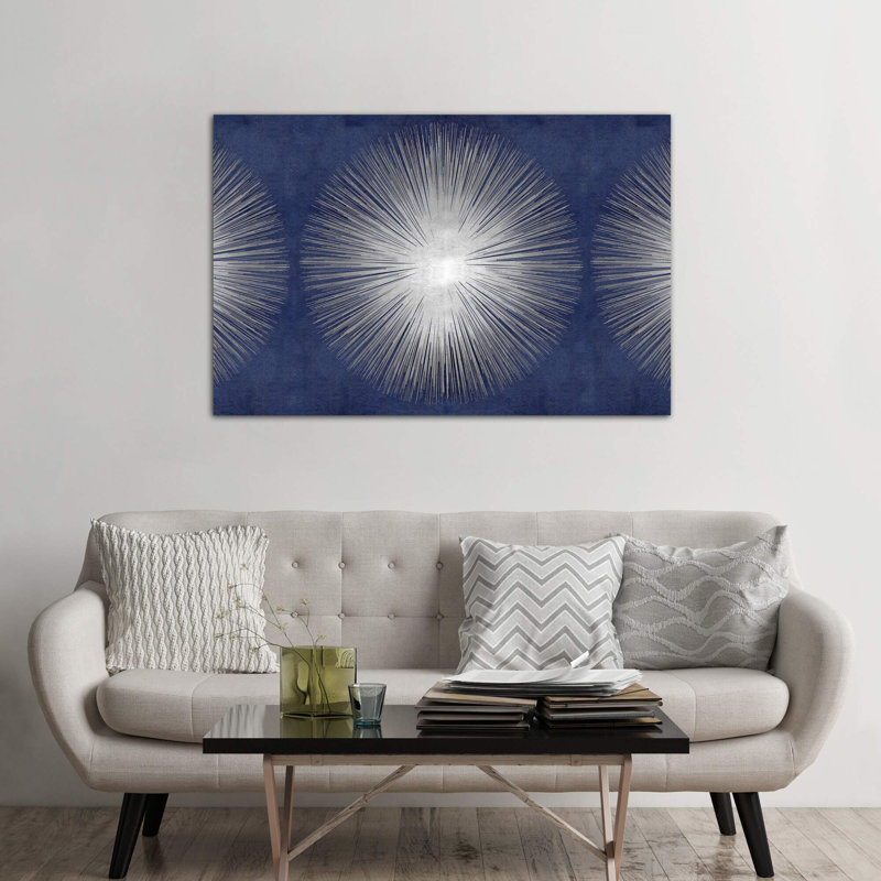 Silver Sunburst On Blue III by Abby Young - Print on Canvas, 66.04 cm H x 45.72 cm W x 1.91 cm D, Wrapped Canvas