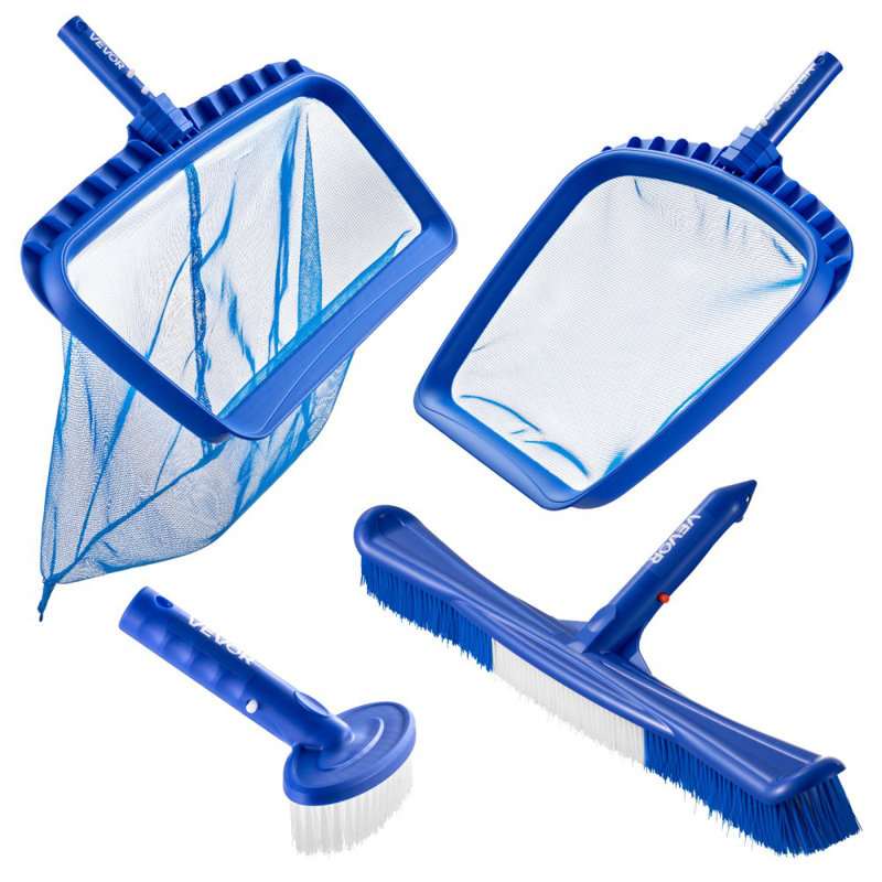 Ensemble de nettoyage de piscine avec rince-feuilles et 2 brosses