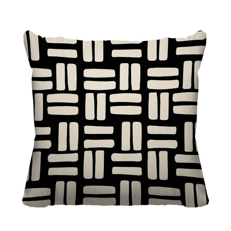 Abstract Outdoor Reversible Throw Pillow, Black, 17W" x 17H"