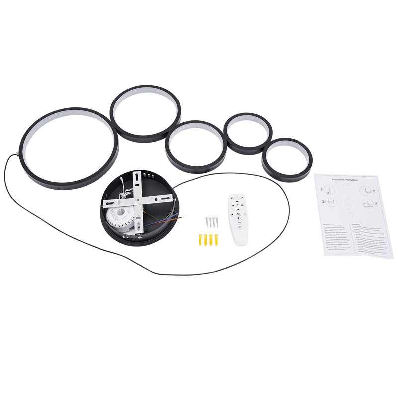 Luminaire suspendu à 5 lumières DEL noir mat Corla