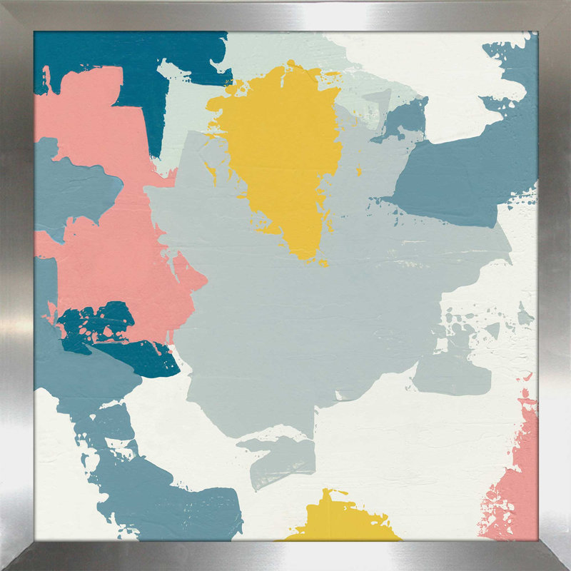 «Happy I», reproduction sur toile, H 21,5 po x l 21,5 po x P 0,75 po, Encadrement argenté