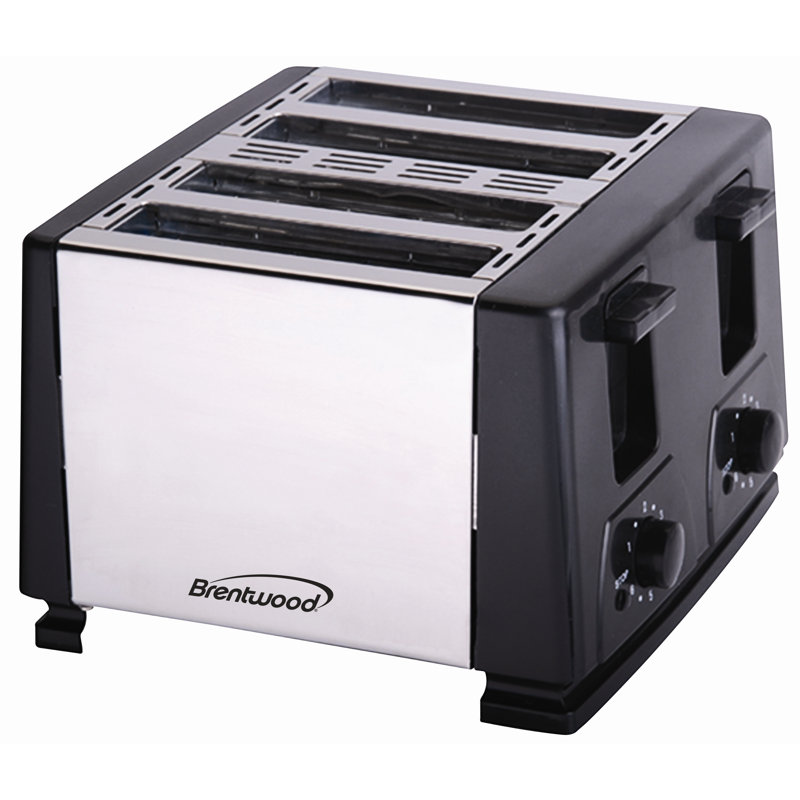 Brentwood Applicances 4 Slice Long Slot Toaster, Black