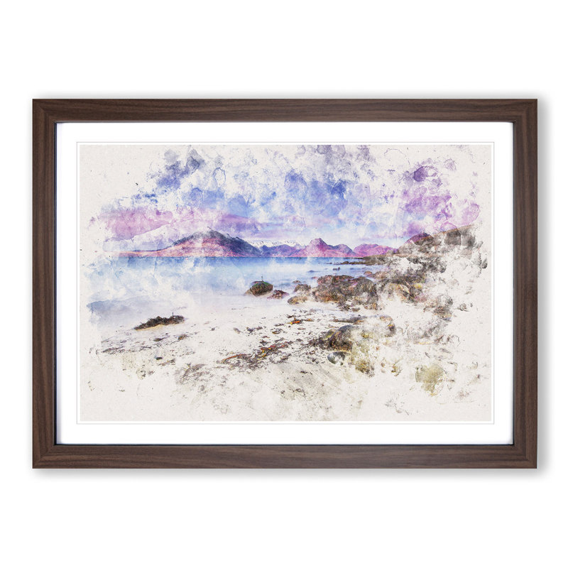 Elgol Village In The Isle Of Skye - Picture Frame Painting, Walnut Framed, 40cm H x 60cm W x 2cm D