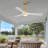 Indoor Ceiling Fan With Dimmable LED Light 3 Solid Wood Blades Remote Control Reversible DC Motor