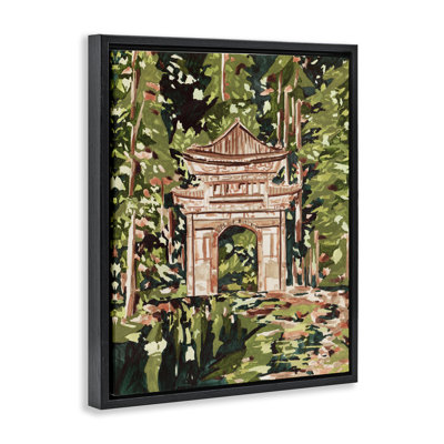Botanical Veiled Gate Framed Floater Canvas Wall Art, design by Melissa Wang