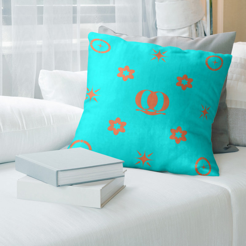 Coussin en polyester filé personnalisable 2 caractères de luxe Q Khieu Luxury, Oui, Bleu sarcelle / brun