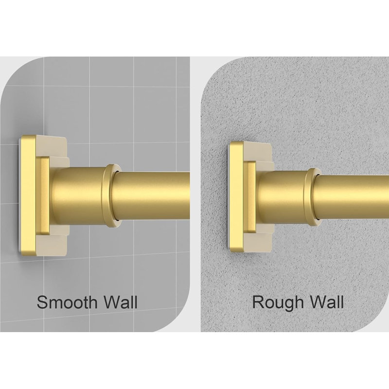 Adjustable Matte Gold Tension Shower Curtain Rod Kit