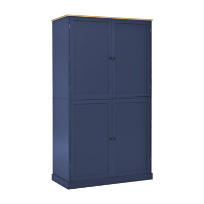 High Freestanding Kitchen Pantry Large Cupboard Storage Cabinet with 2 Drawers, 2 Adjustable Shelves, 8 Door Shelves for Kitchen, Dining Room