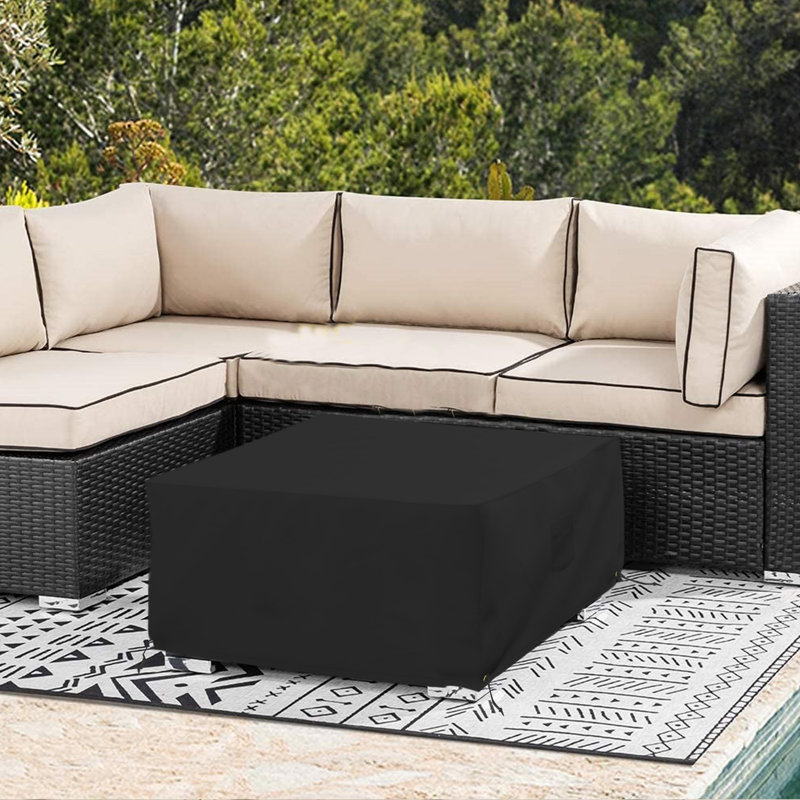 High Density Oxford Multipurpose Waterproof Square Ottoman Deck Box Cover, Outdoor Square Storage Bench Cover