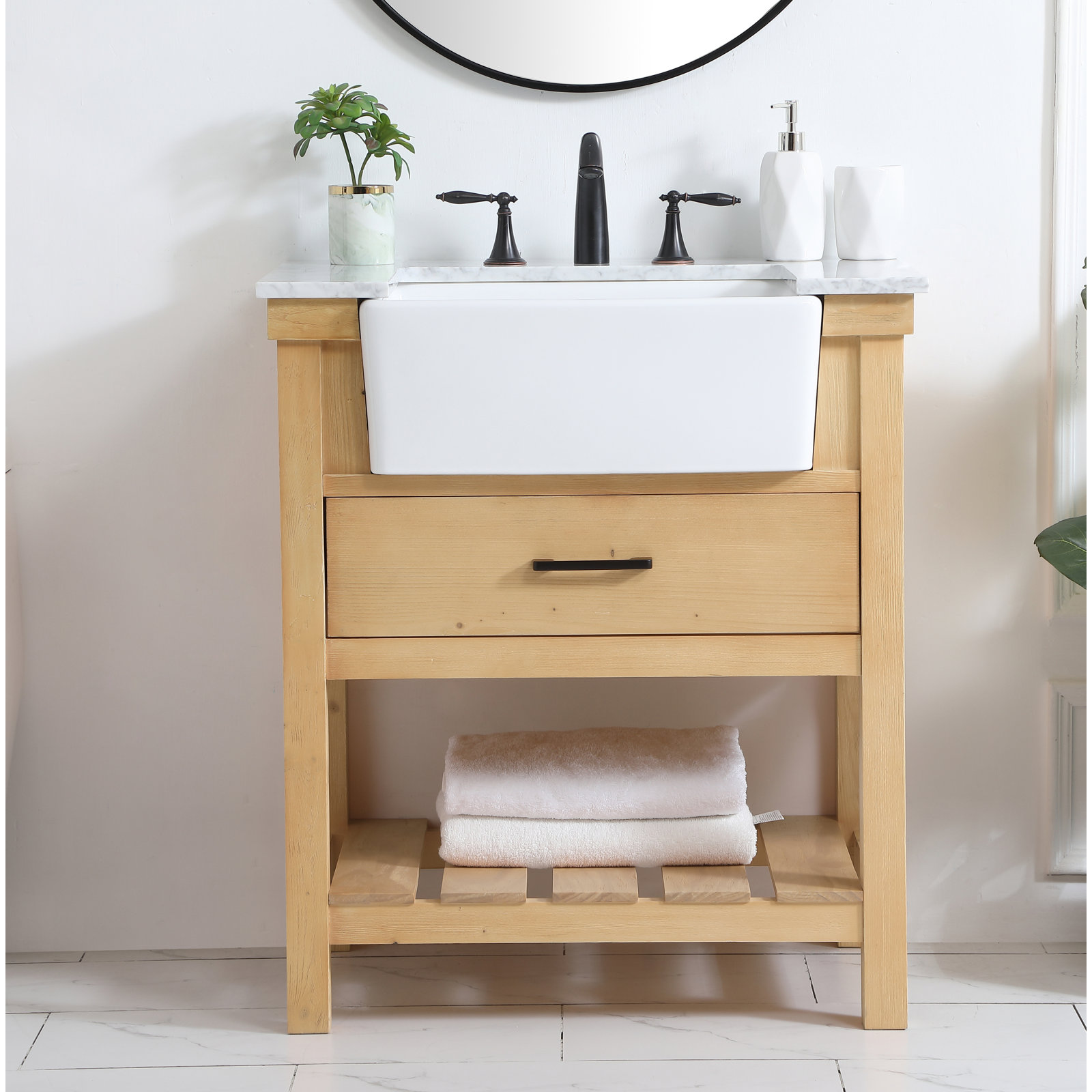 Pelaghia 30'' Single Bathroom Vanity, Light Brown