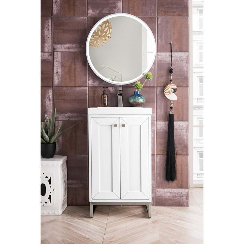 Chianti 20'' W Single Vanity, Brushed Nickel, Glossy White