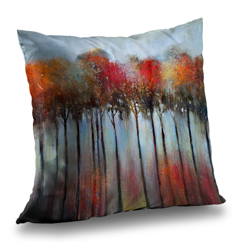 Abstract and Colorful Forest - Contemporary Trees Throw Pillow