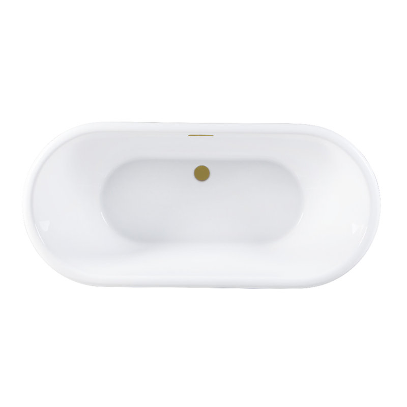 Kingston Brass Aqua Eden 71-Inch Acrylic Oval Double Ended Pedestal Tub with Drain (No Faucet Drillings), Brushed Brass