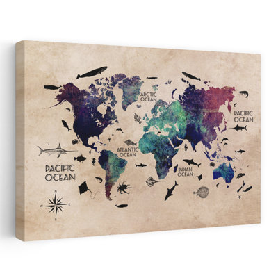 Art mural coloré sur la carte du monde coloré