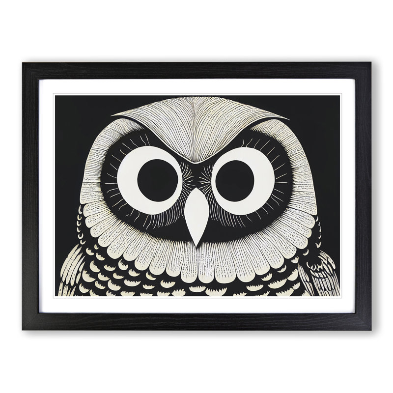 XH1022-9465X Unique Owl Art Vol.2 - Single Picture Frame Print, Black, 25cm H x 34cm W x 2cm D