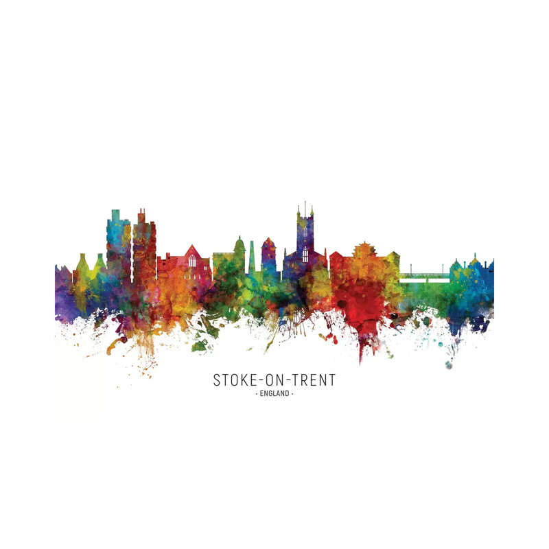 Stoke On Trent England Skyline by Michael Tompsett - Wrapped Canvas Painting, 20.32 cm H x 30.48 cm W