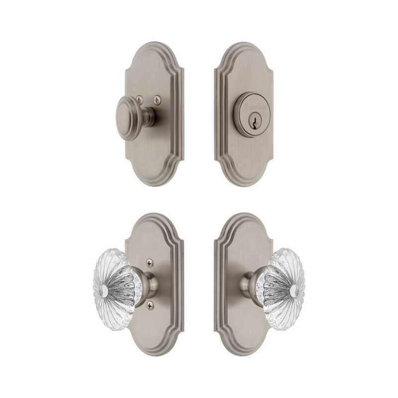 Ensemble de portes d'entrée Grandeur Arc, 2.375", Satin Nickel