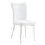 Chaise de salle à manger moderne et minimaliste, dossier et coussin de siège incurvés en similicuir blanc, pieds de chaise en métal blanc